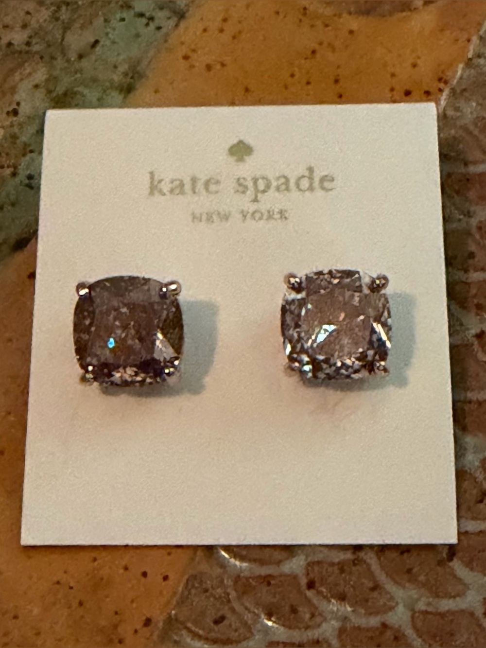 kate spade Purple Crystal Cushion Stud Earrings